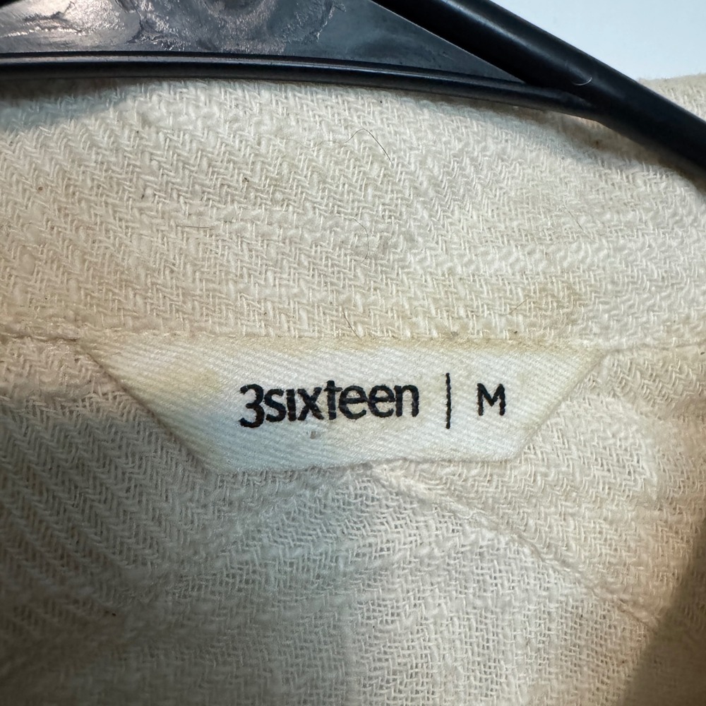 3sixteen Vacation Shirt Mens Medium Cream Textured Cotton Gauze Short Sleeve - Picture 3 of 10